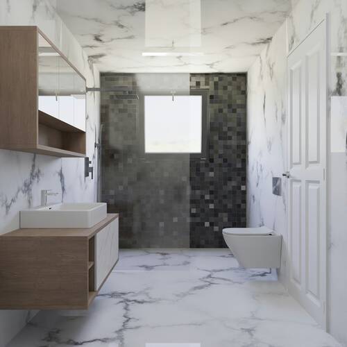 Detailaufnahme von Mosaikfliesen mit feinem Fugenbild